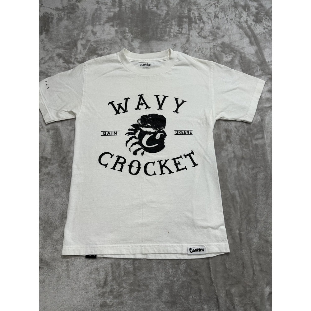 Cookies T-Shirt Men's Size Small White Wavy Crocket Short Sleeve Crew Neck